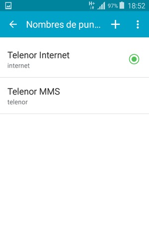 Si la pantalla tiene este aspecto, seleccione el botón Nuevo APN