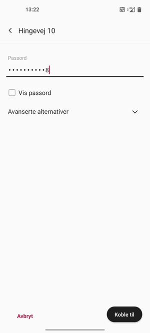 Skriv inn Wi-Fi-passord og velg Koble til