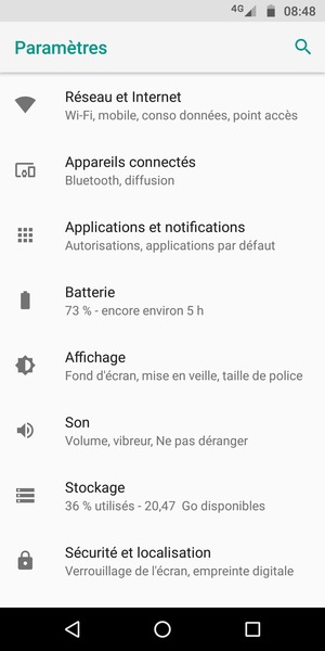 Sélectionnez Réseau et Internet