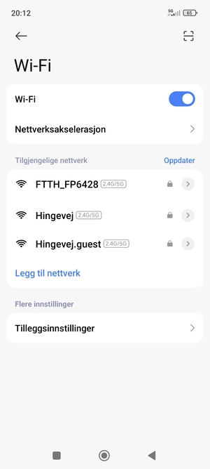 Velg det trådløse nettverket du vil koble til