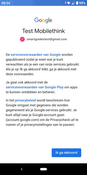 Selecteer Ik ga akkoord