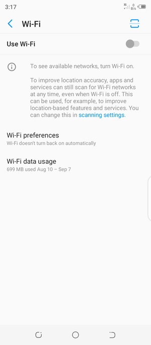 Turn on Use Wi-Fi