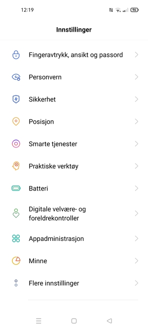 Bla til og velg Sikkerhet