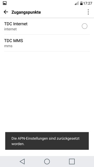 Ihr Handy wird auf Standard-Einstellungen für Internet und MMS zurückgestellt