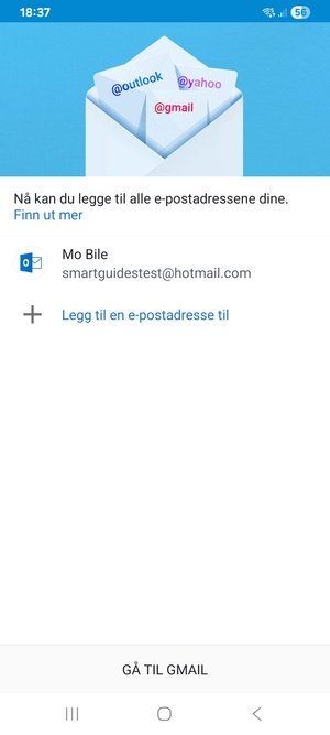 Velg GÅ TIL GMAIL