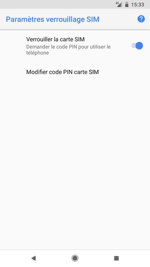 Sélectionnez Modifier code PIN carte SIM