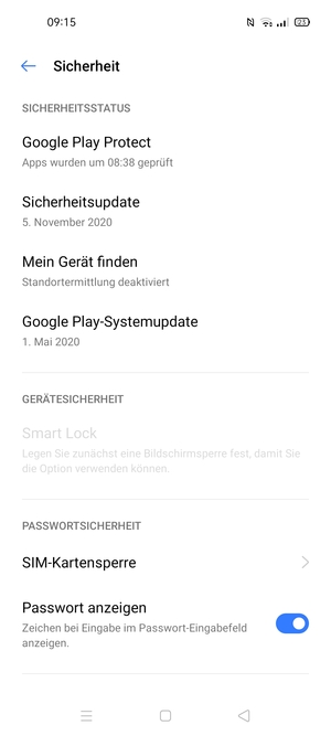 Scrollen Sie und wählen Sie  SIM-Kartensperre