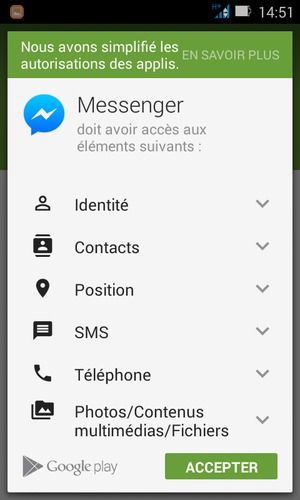 Sélectionnez ACCEPTER