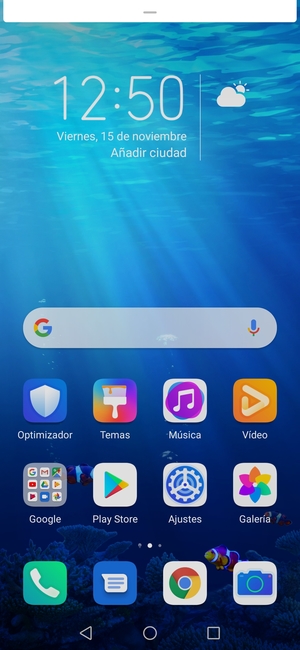 Deslice hacia abajo el menú superior