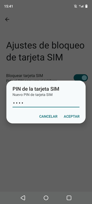 Introduzca su Nuevo PIN de tarjeta SIM y seleccione ACEPTAR