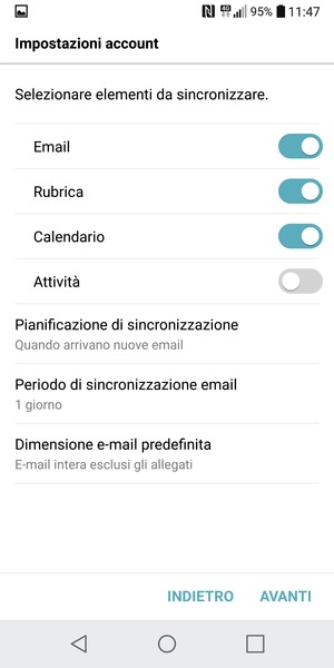 Seleziona AVANTI