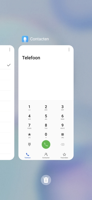 Selecteer het Verwijderen-pictogram om alle actieve apps te sluiten