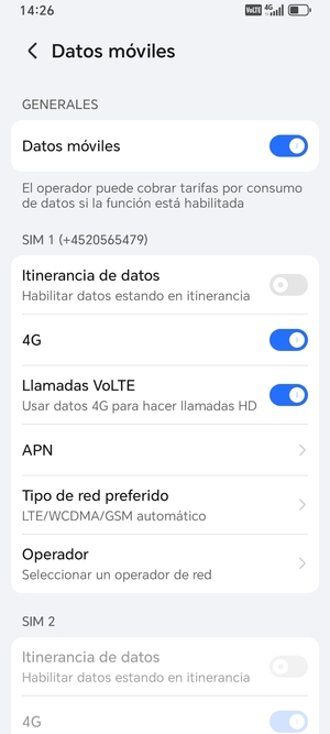 Para cambiar la red en caso de problemas de conectividad, seleccione Operador