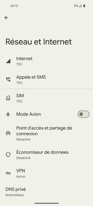 Sélectionnez SIM