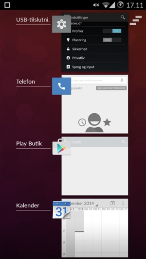 Vælg Luk alle for at lukke alle åbne apps