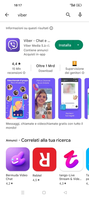Seleziona l'applicazione