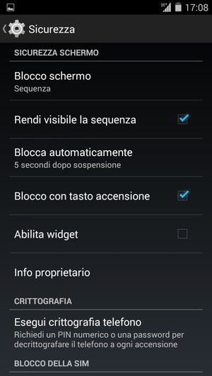 Il tuo telefono è ora protetto dal blocco schermo
