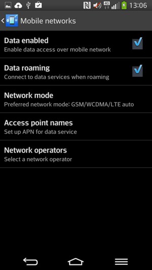 Turn Data roaming on or off