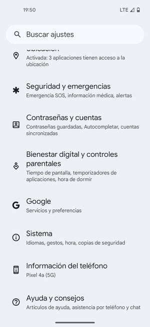 Desplácese y seleccione Sistema