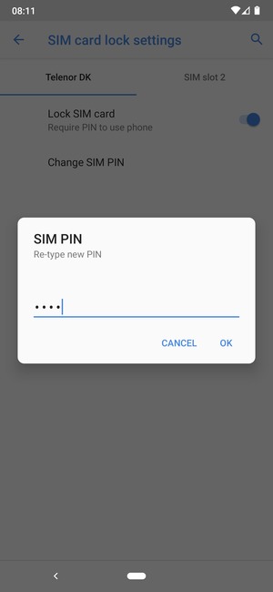 Confirm your new SIM PIN and select OK