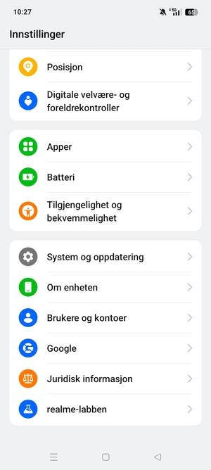Bla til og velg System og oppdatering