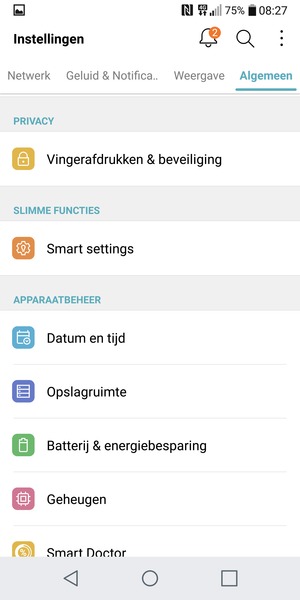 Scroll naar en selecteer Vingerafdrukken & beveiliging