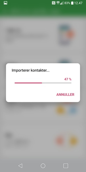 Dine kontakter vil blive gemt på din Google konto og gemt på din telefon næste gang Google synkroniseres.
