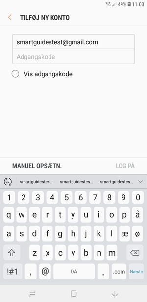 Indtast din Gmail adresse og vælg Næste