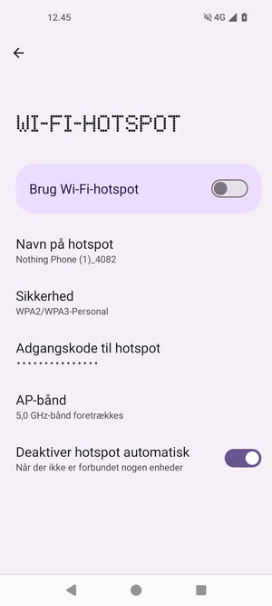 Vælg Adgangskode til hotspot