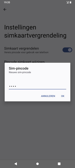Voer uw Nieuwe sim-pincode in en selecteer OK