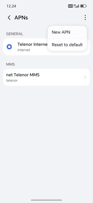 Select Reset to default