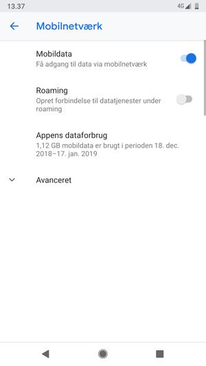 Vælg Avanceret