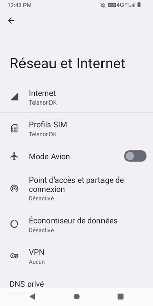 Sélectionnez Profils SIM