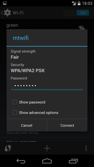 Enter the Wi-Fi Password and select Connect