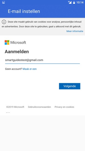 Voer uw e-mailadres in en selecteer Volgende