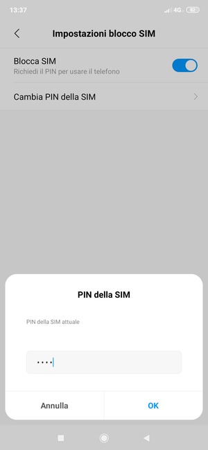 Inserisci PIN della SIM attuale e seleziona OK