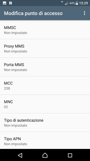Scorri verso il basso e inserisci le informazioni di internet