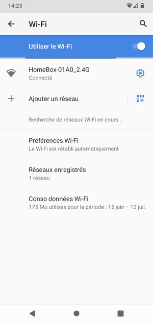 Vous êtes maintenant connecté au réseau Wi-Fi