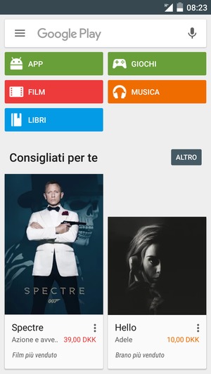 Seleziona la barra di ricerca