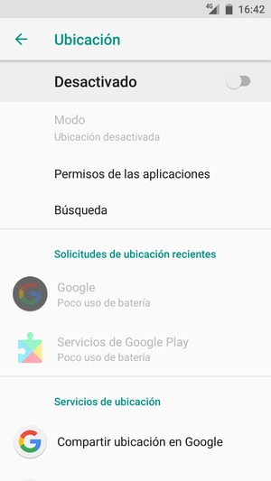 Desactive Ubicación