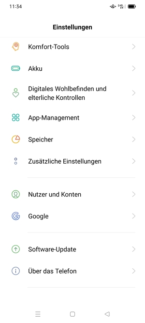 Scrollen Sie und wählen Sie Software-Update