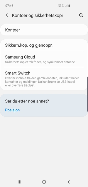 Gå tilbake til Kontoer og sikkerhetskopi-menyen og velg Kontoer
