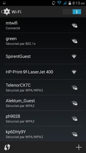 Vous êtes maintenant connecté au réseau Wi-Fi