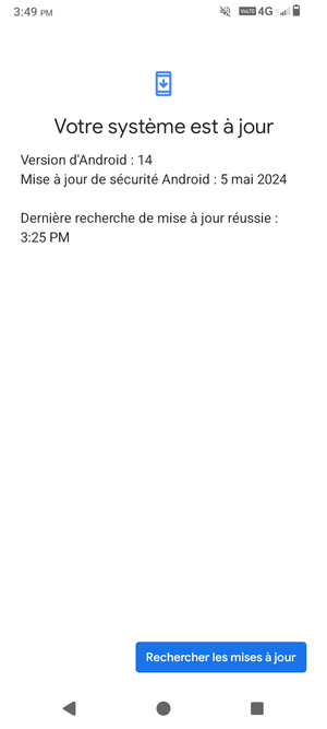Si votre téléphone est à jour, vous verrez l'écran suivant
