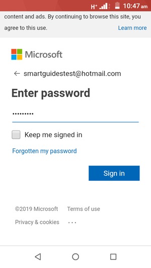 Enter your password and select Sign in