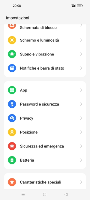 Scorri e seleziona Password e sicurezza