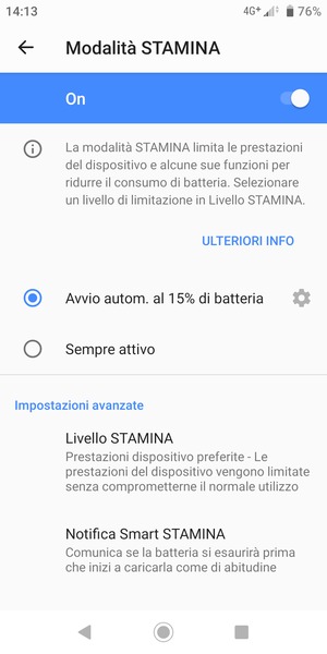 Attiva Modalità STAMINA