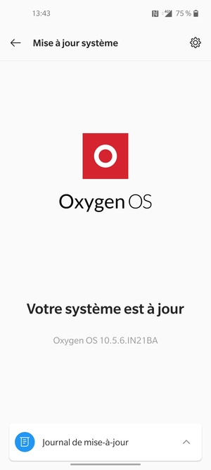 Si votre téléphone est à jour, vous verrez l'écran suivant