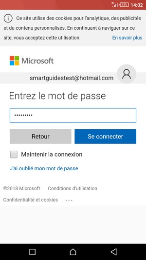 Saisissez votre mot de passe et sélectionnez Se connecter