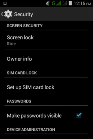 Select Screen lock
